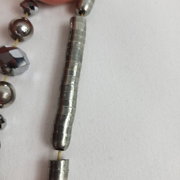 Vintage Silver Tone Reticulated Tube W/Multifaceted Beads Bracelet - Picture 5 of 5